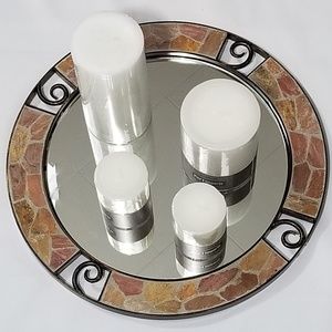 Pier 1 Mosaic Stone Mirrored Pillar Candle Base